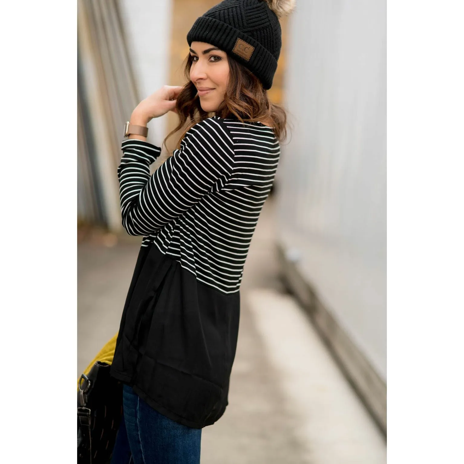 Striped Top Blouse Bottom Tee