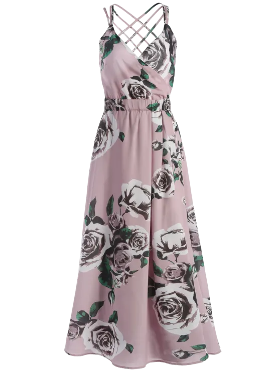 TastyHottie - Cute Floral Strappy Beach Maxi Dress