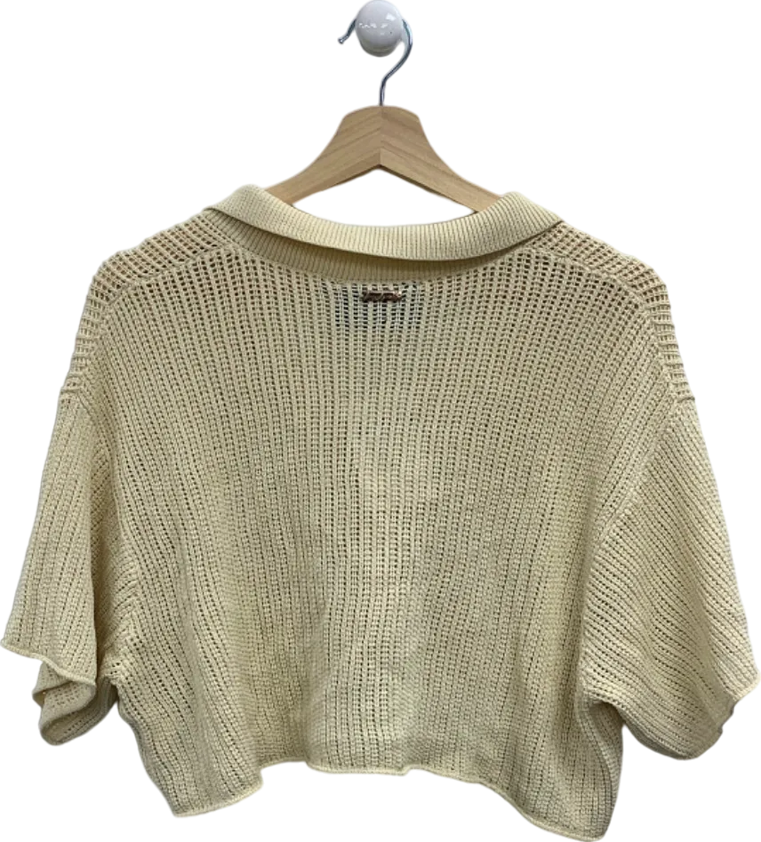 The Couture Club Beige Knit Cropped Cardigan UK 8