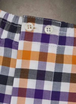 The Perfect Boxer Short in Purple, Orange, White and Black Plaid