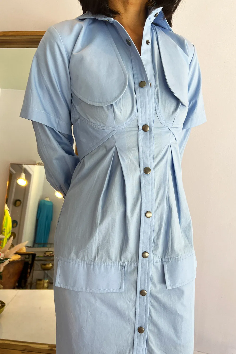 Thebe Magugu- Utility Shirtdress: Periwinkle