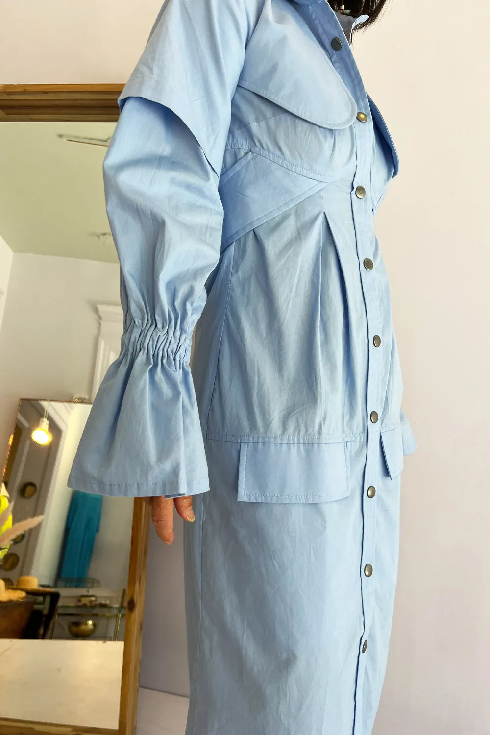 Thebe Magugu- Utility Shirtdress: Periwinkle