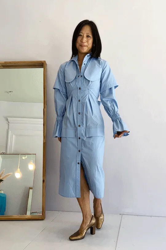Thebe Magugu- Utility Shirtdress: Periwinkle