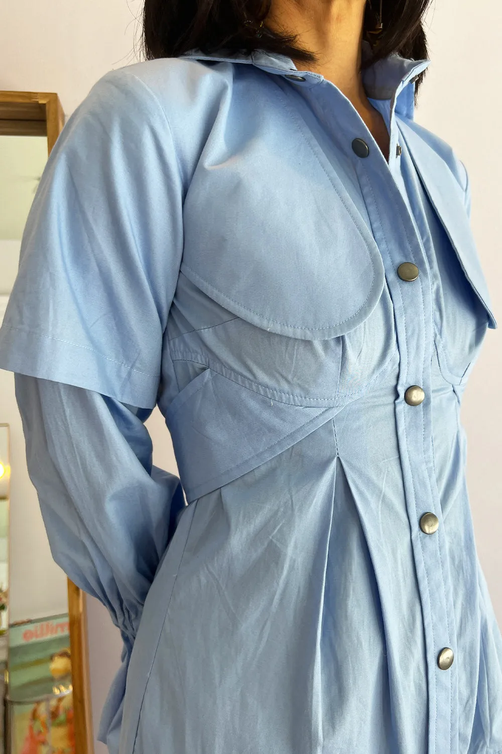Thebe Magugu- Utility Shirtdress: Periwinkle
