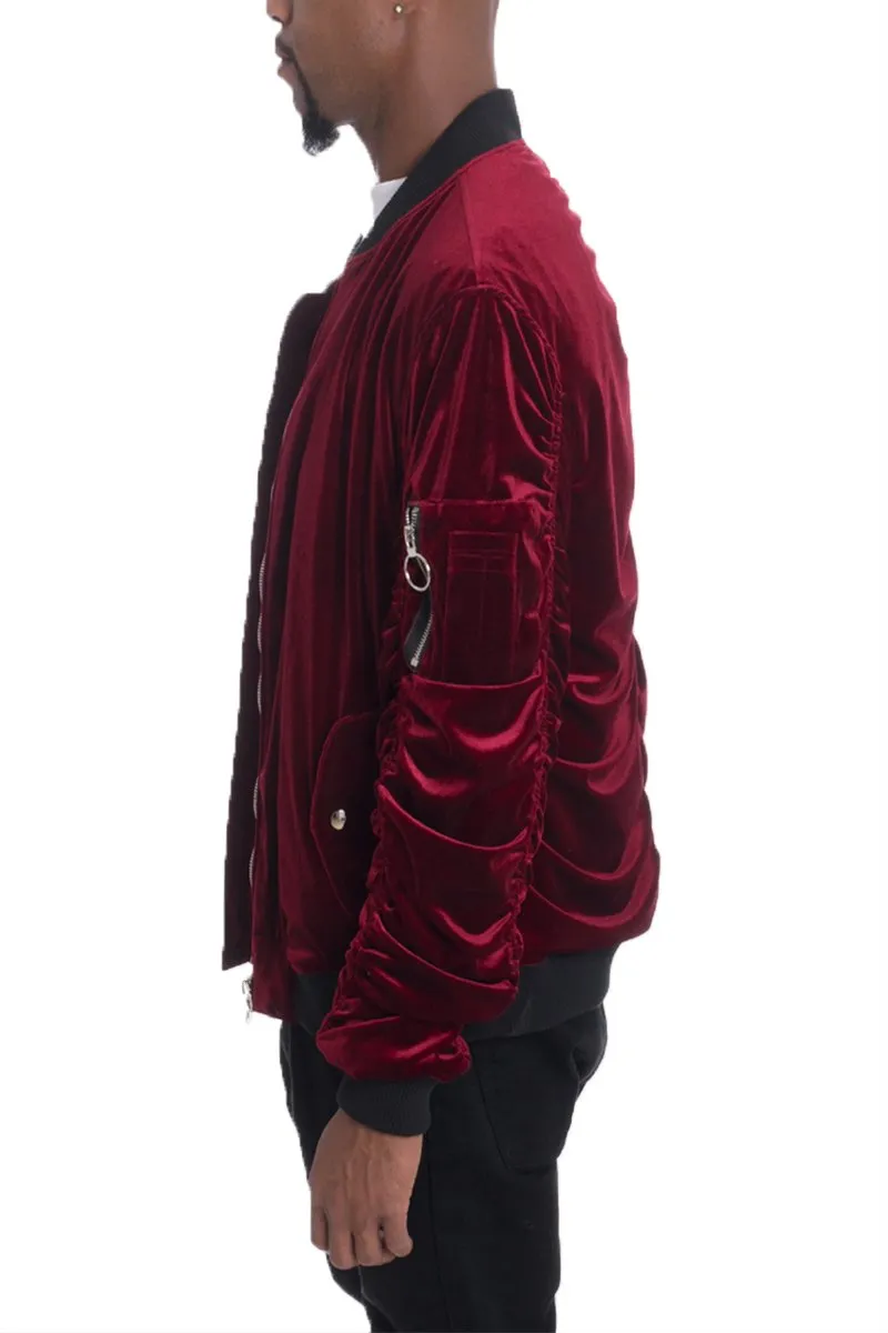 VELOUR BOMBER - RED