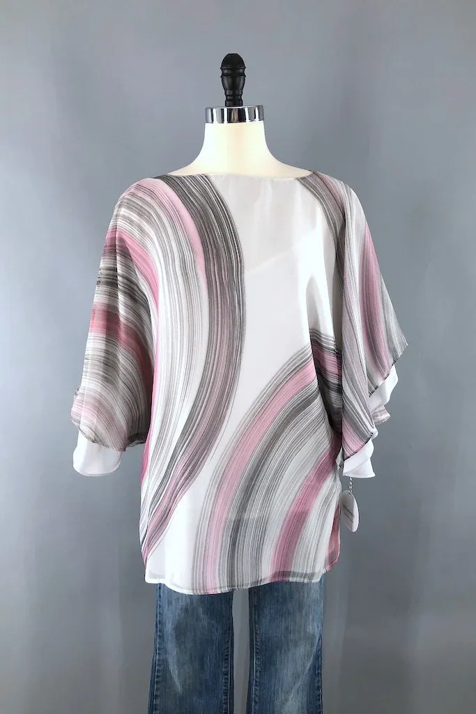 Vintage Grey Chiffon Disco Blouse