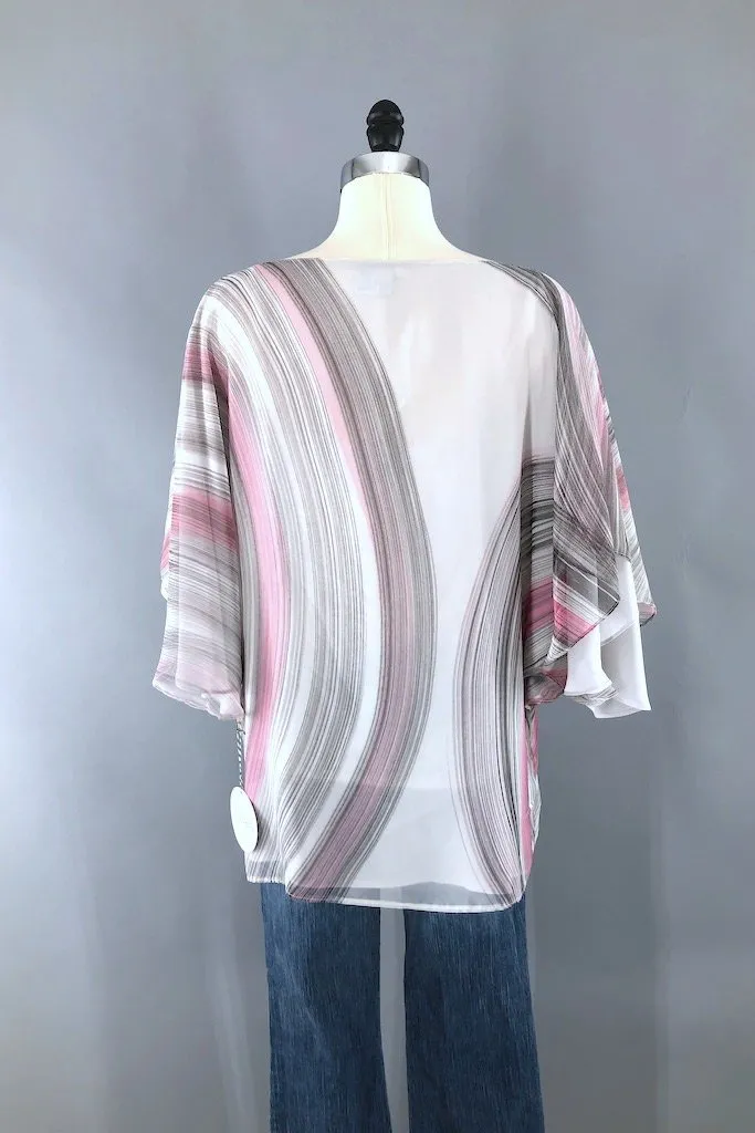 Vintage Grey Chiffon Disco Blouse