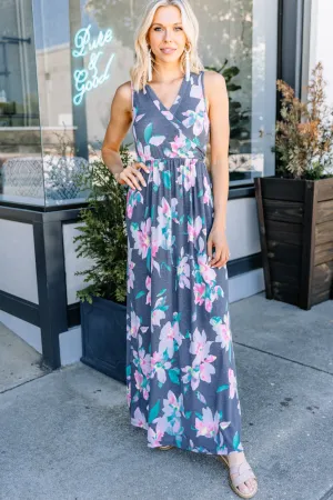 What A Lovely Life Navy Blue Floral Sleeveless Maxi Dress