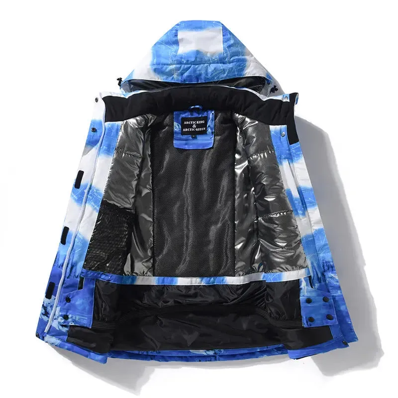 Women Waterproof Ski Jacket Hooded Printed Snowboard Coat