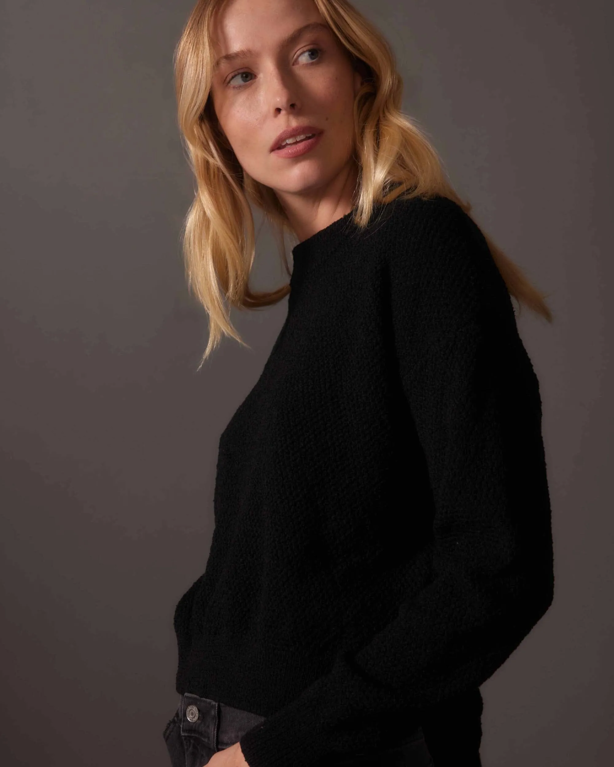 Women's Cropped Boucle Sweater