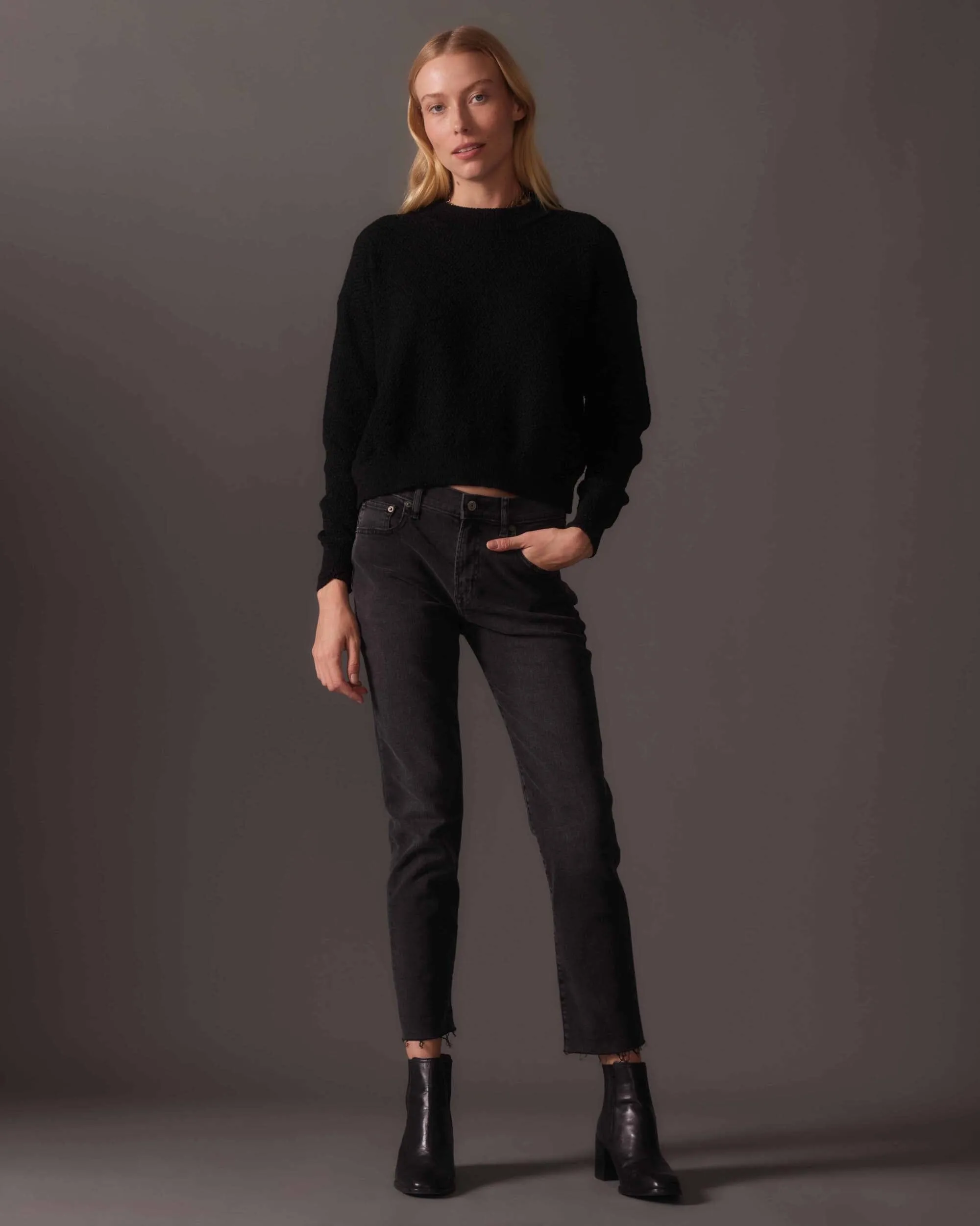 Women's Cropped Boucle Sweater