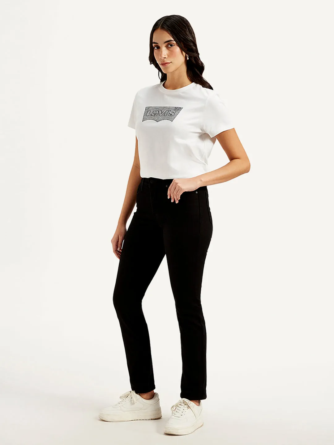 Women's Mid Rise 312 Slim Fit Black Jeans