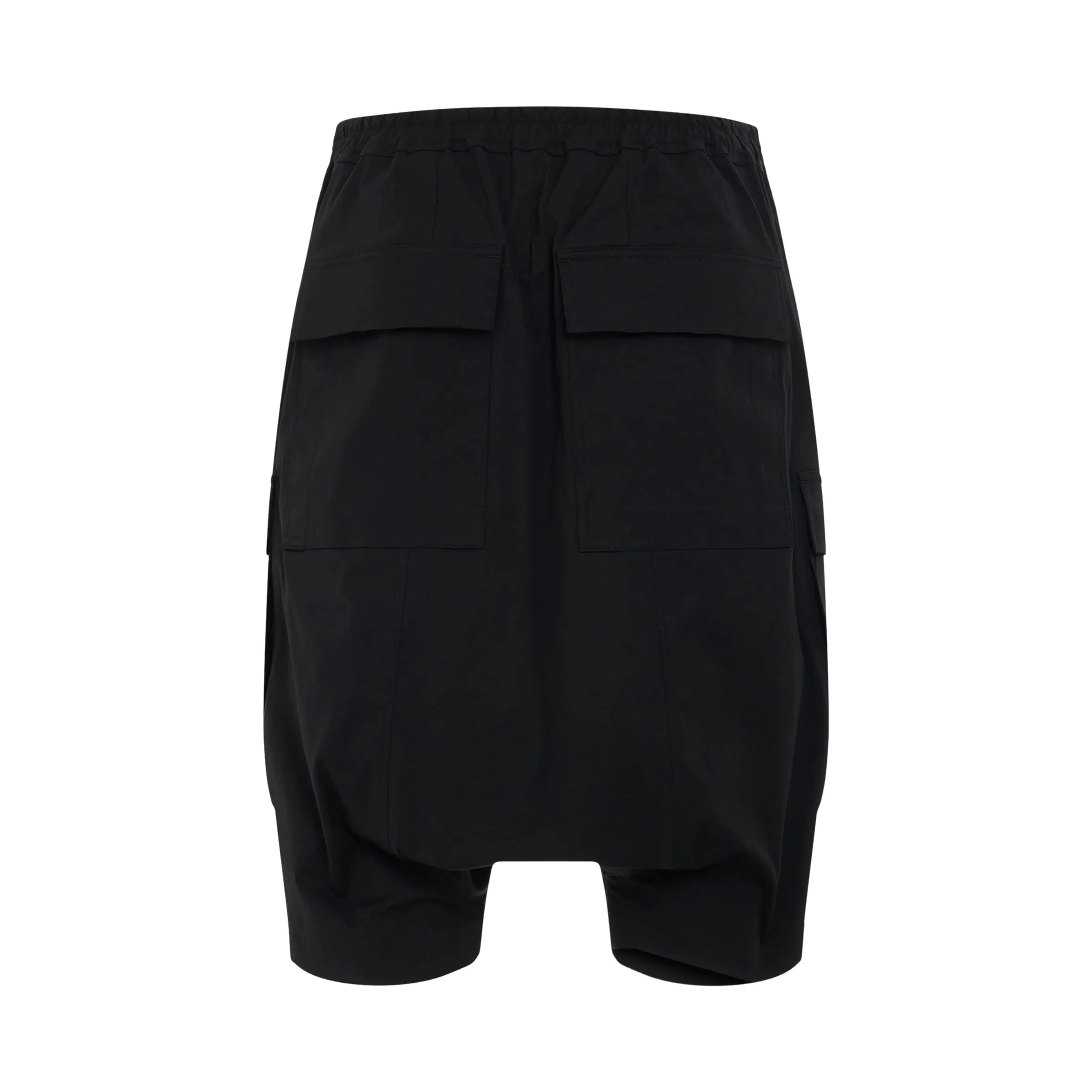 Woven Cargo Pod Cotton Shorts in Black