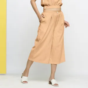 Yellow Yarn Dyed 100% Cotton Flared Culottes
