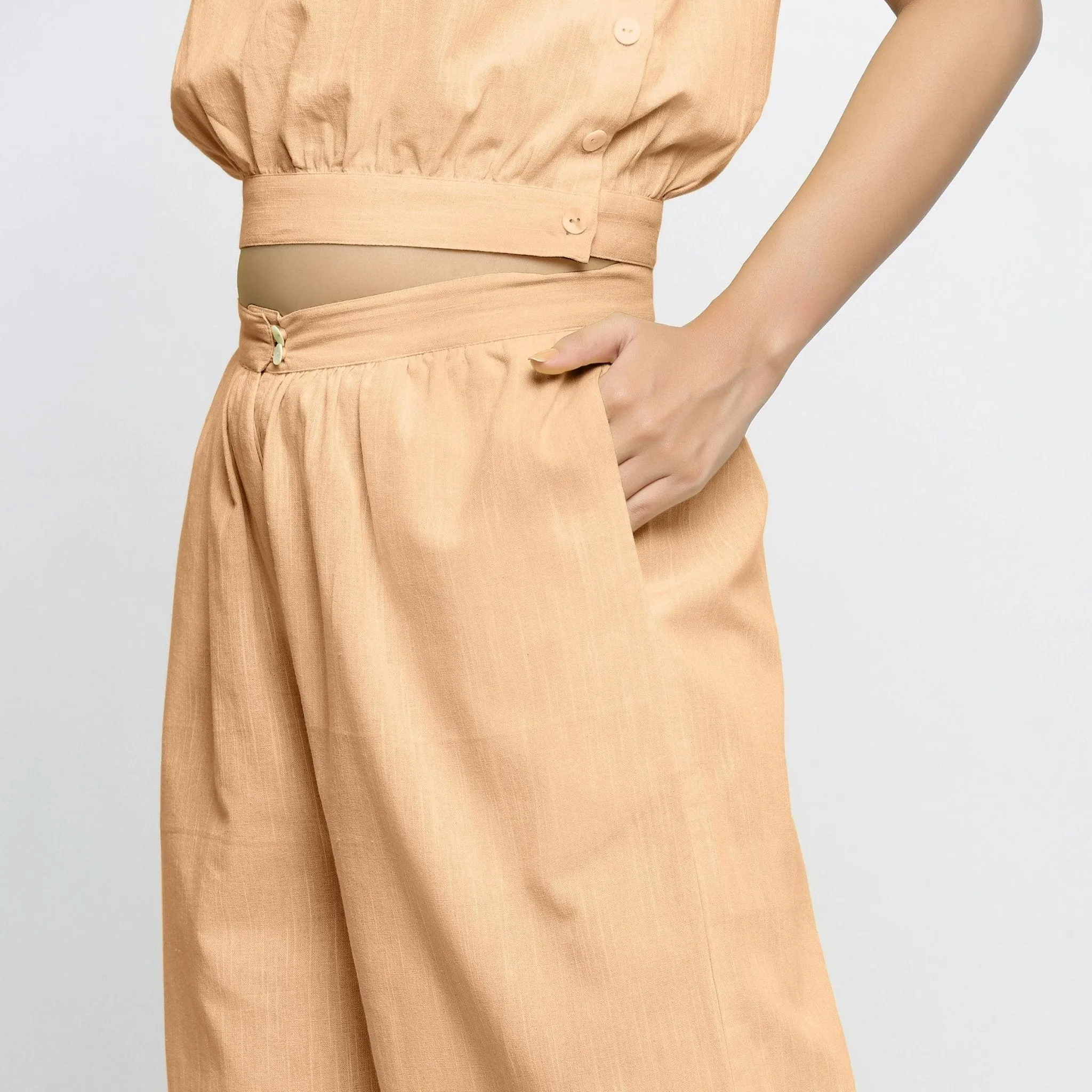Yellow Yarn Dyed 100% Cotton Flared Culottes